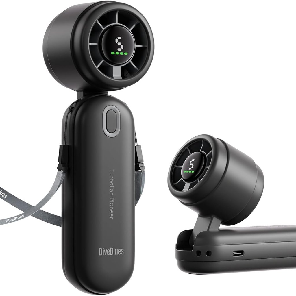 Iturbo Portable Handheld Turbo Fan, 5 Gear High Speeds, Foldable Rechargeable Mi